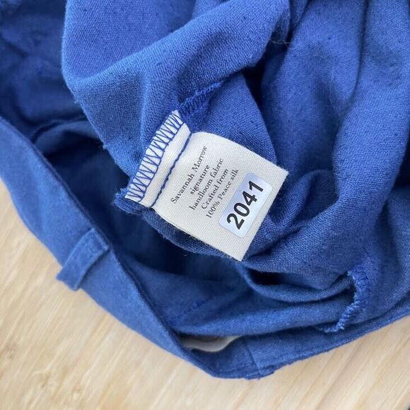 Savannah Morrow Pants Medium 100% Peace Silk Jada Flared Trouser Blue High Waist - Picture 5 of 16